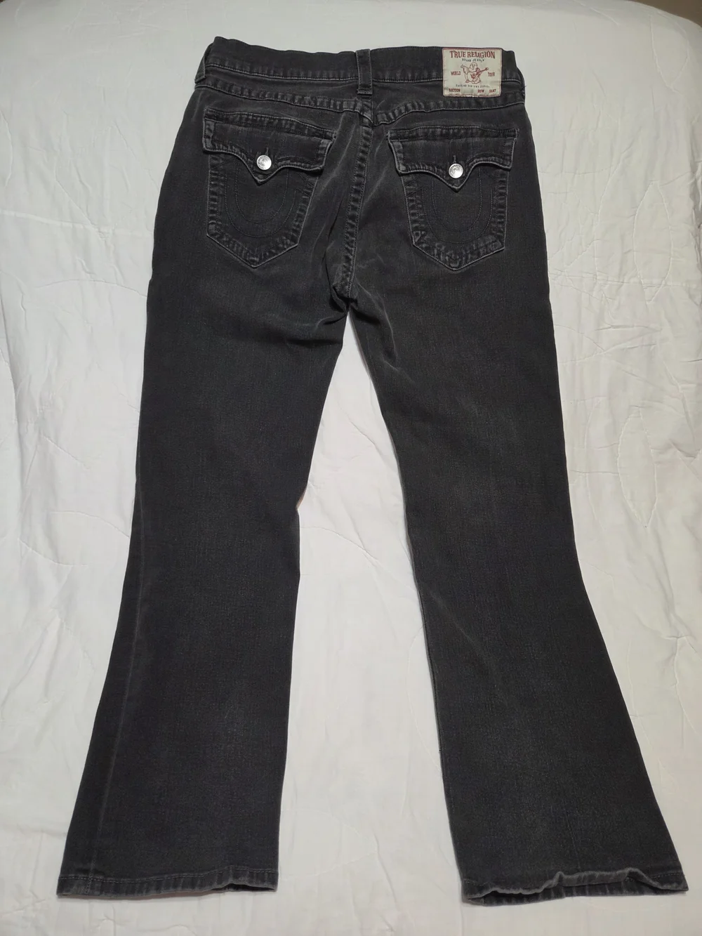 True Religion Ricky Relaxed Straight Jeans Black - Size 34x32 Flap Pocket